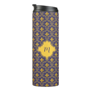 Bouteilles Isothermes Motif Royal Fleur-de-Lis Violet et Or