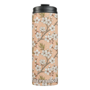 Bouteilles Isothermes Motif Sakura en fleurs de cerisier rose sur rose (