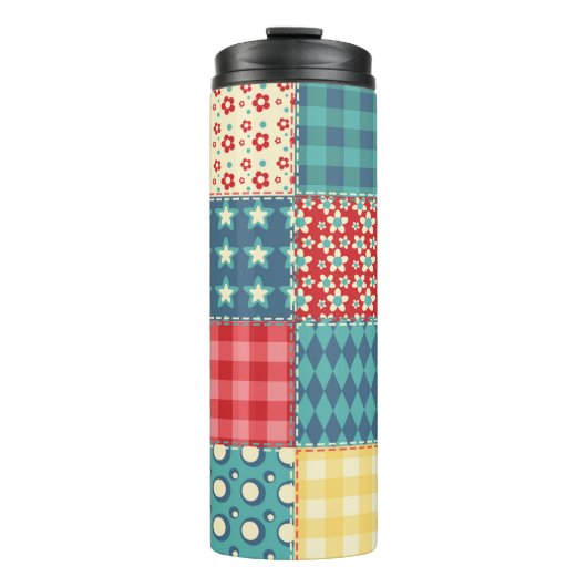 Bouteilles Isothermes Motif sans couture. Arrière-groupe patchwork vinta (Devant)