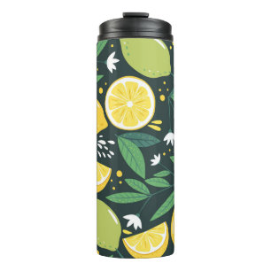 Bouteilles Isothermes Motif sans couture avec citrons. Impression artist