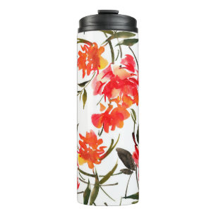 Bouteilles Isothermes Motif sans couture avec fleurs d'aquarelle. Main-d