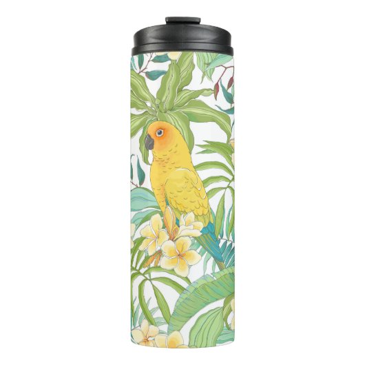 Bouteilles Isothermes Motif sans couture avec fleurs Plumeria, feuilles (Devant)