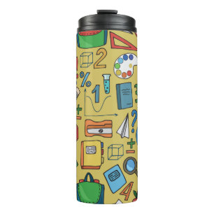 Bouteilles Isothermes Motif sans couture avec fournitures scolaires sur