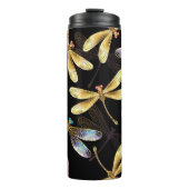 Bouteilles Isothermes Motif sans couture avec libellules d'or (Devant)