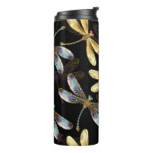 Bouteilles Isothermes Motif sans couture avec libellules d'or (Tourné sur la gauche)
