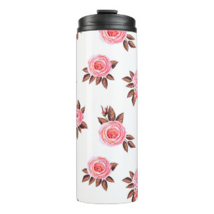 Bouteilles Isothermes Motif sans couture avec rosesbeautiful, noir