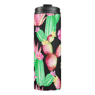 Bouteilles Isothermes Motif sans couture avec succulents. Aquarelle cact