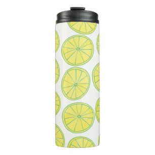 Bouteilles Isothermes Motif sans couture avec tranches de citron jaune s