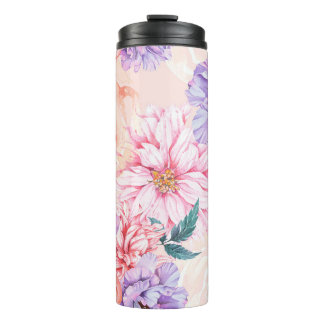 Bouteilles Isothermes Motif sans couture de chrysanthème, rose, pivoine