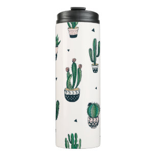 Bouteilles Isothermes Motif sans couture dessiné à la main avec cactus e