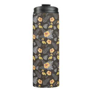 Bouteilles Isothermes motif sans couture Flamant rose avec fleurs et feu