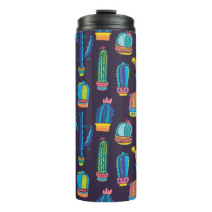 Bouteilles Isothermes motif sans couture florale avec de mignons cactus