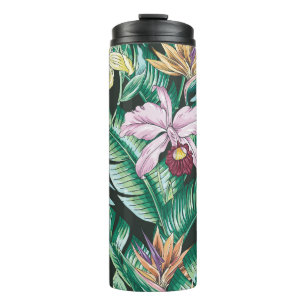 Bouteilles Isothermes Motif sans couture florale tropicale avec flotteur