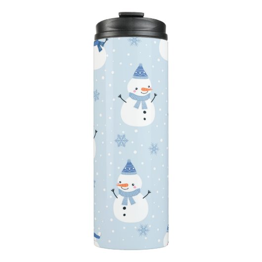 Bouteilles Isothermes Motif sans couture Snowman, arrière - plan d'hiver (Devant)