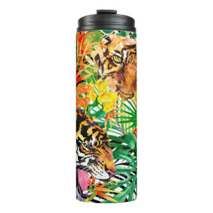 Bouteilles Isothermes motif sans couture tropicale avec tigre. aquarelle