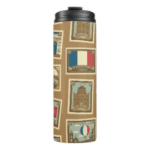Bouteilles Isothermes  motif sans soudure avec timbres-poste sur le thèm