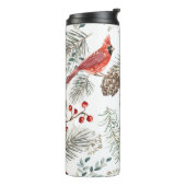 Bouteilles Isothermes Motif sans soudure de Noël, oiseaux cardinaux, rou (Tourné sur la gauche)