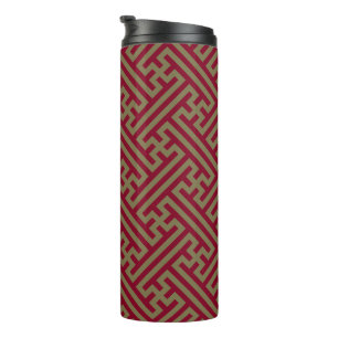 Bouteilles Isothermes Motif Sayagata, Japonais, Bourgogne et Or