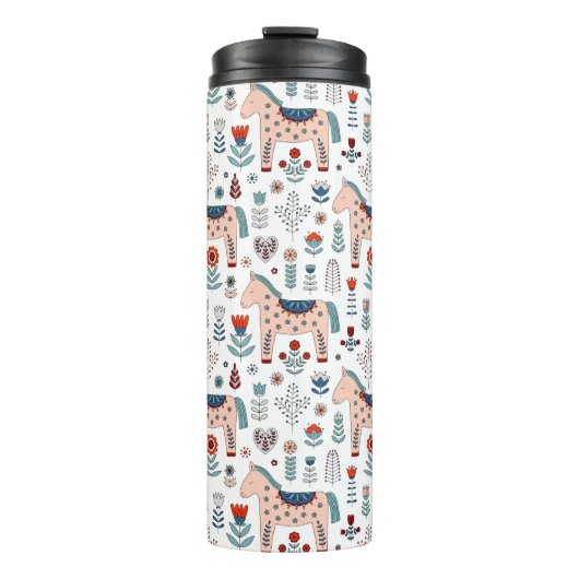 Bouteilles Isothermes Motif scandinave d'art populaire de cheval (Devant)