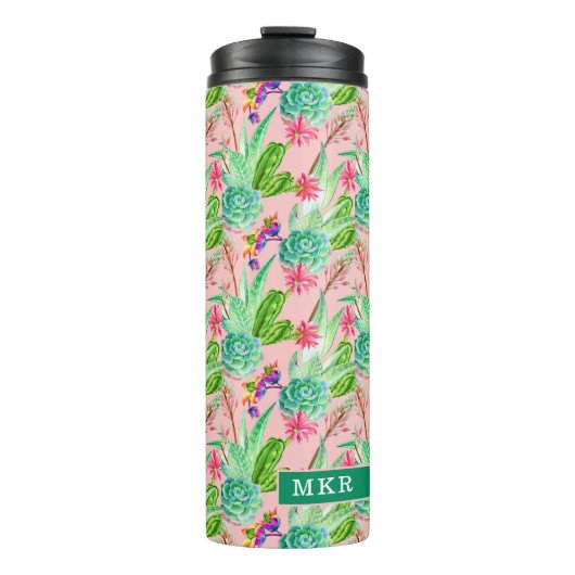 Bouteilles Isothermes Motif se développant de Succulents d'aquarelle (Devant)