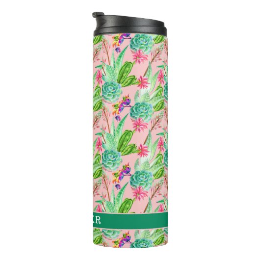 Bouteilles Isothermes Motif se développant de Succulents d'aquarelle (Tourné sur la droite)