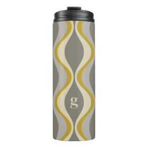Bouteilles Isothermes motif super rétro - monogramme - taupe or