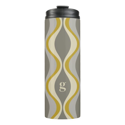 Bouteilles Isothermes motif super rétro - monogramme - taupe or (Devant)
