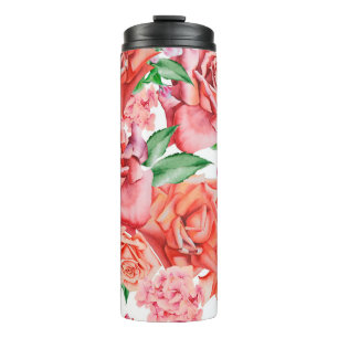 Bouteilles Isothermes Motif transparent et lumineux avec fleurs. Rose. E