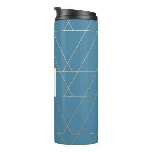 Bouteilles Isothermes Motif triangle bleu et or Monogram Tumbler (Tourné sur la droite)