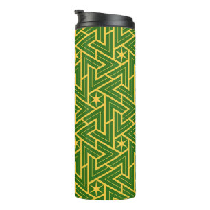 Bouteilles Isothermes Motif Triangle Étoile Art Déco - Vert et Or
