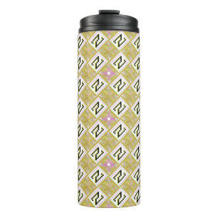 Bouteilles Isothermes Motif Tribal Géométrique Olive et Magenta Moderne