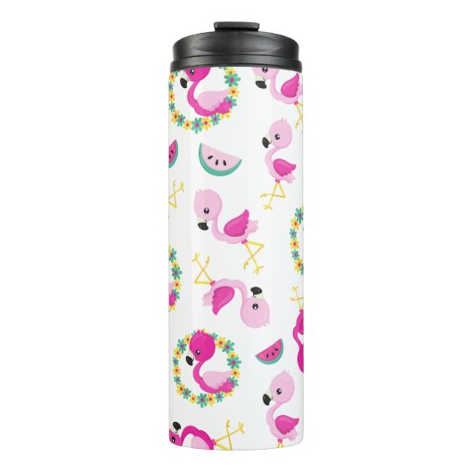 Bouteilles Isothermes Motif tropical, Flamants roses, pastèques, Fleurs (Devant)