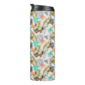 Bouteilles Isothermes Motif tropical géométrique abstrait de feuille (Tourné sur la droite)