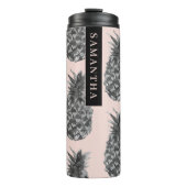 Bouteilles Isothermes Motif Tropical Grey & Rose Ananas Avec Nom (Devant)