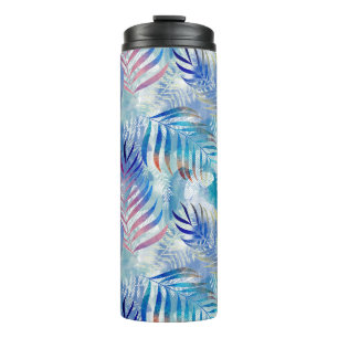 Bouteilles Isothermes Motif tropicale colorée avec feuilles de palmiers.