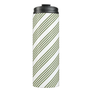 Bouteilles Isothermes Motif vert olive et blanc cinq bandes