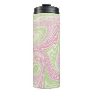 Bouteilles Isothermes Motif vert rose tourbillonnant liquide