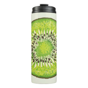 Bouteilles Isothermes motif vintage en tranche kiwi.