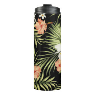 Bouteilles Isothermes motif vintage tropical aux fleurs d'hibiscus et