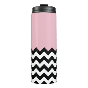 Bouteilles Isothermes Motif Zigzag noir et blanc, Chevron, rose
