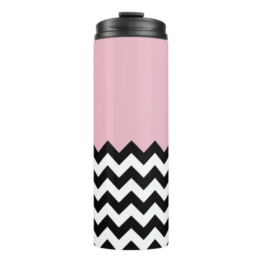 Bouteilles Isothermes Motif Zigzag noir et blanc, Chevron, rose (Devant)