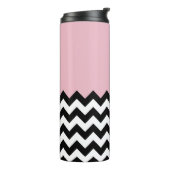 Bouteilles Isothermes Motif Zigzag noir et blanc, Chevron, rose (Tourné sur la gauche)