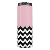 Bouteilles Isothermes Motif Zigzag noir et blanc, Chevron, rose (Dos)
