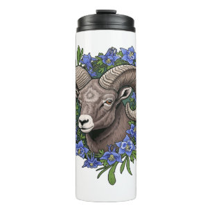 Bouteilles Isothermes Mouflon canadien et fleurs de colombine bleue du C