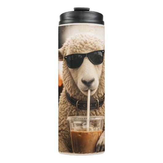 Bouteilles Isothermes Moutons Cool Buvant un Café Glacé (Devant)