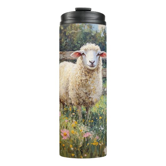 Bouteilles Isothermes Moutons de printemps avec peinture Fleur sauvage (Devant)