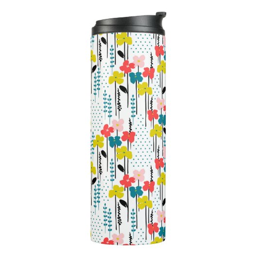 Bouteilles Isothermes Mug de voyage floral personnalisé avec nom (Tourné sur la gauche)
