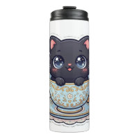 Mug de voyage Tasse à thé vintage Chat noir Mignon