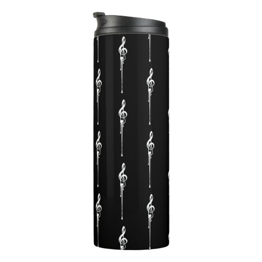 Bouteilles Isothermes Musique Motif Melting Treble Clef Blanc et Noir (Tourné sur la droite)
