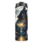 Bouteilles Isothermes Mystical Wolf Howling at Moon Surreal (Devant)